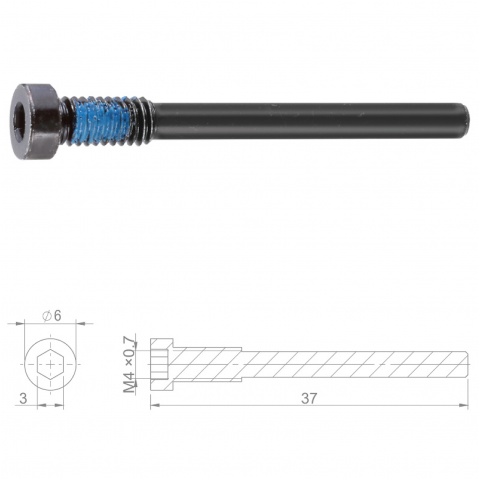 ŚRUBA KLOCKA TARCZ. M4 x 0,7 37mm STAL